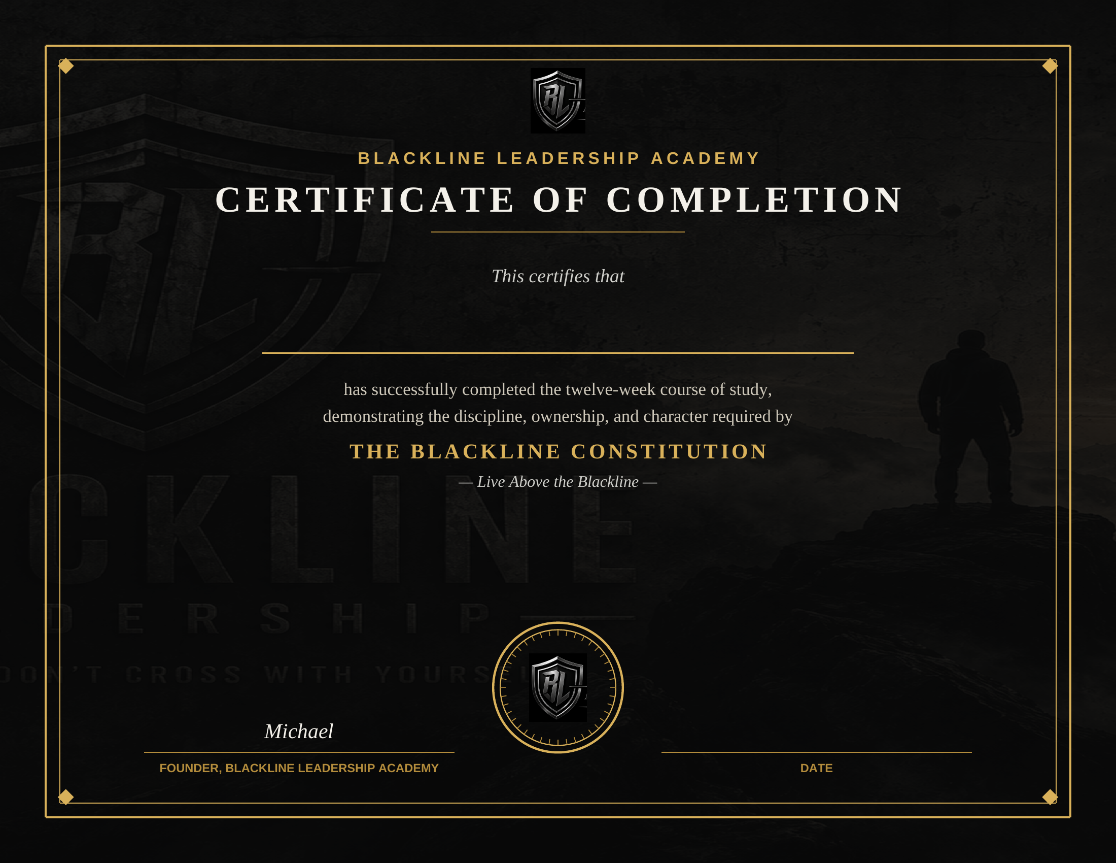 Blackline Academy Certificate of Completion
